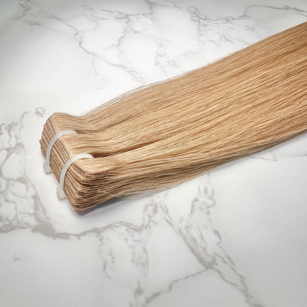 24" Invisible Tape Strawberry Blonde Human Hair Extensions - Olivia