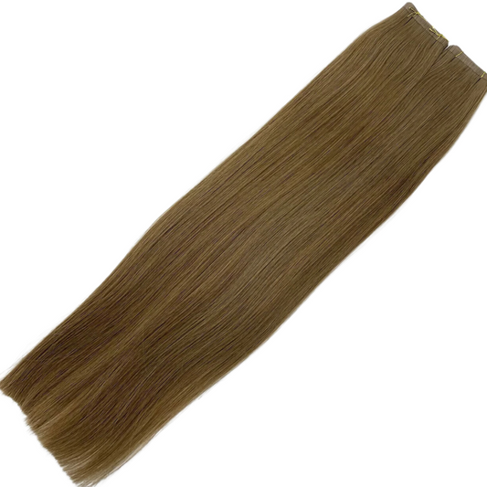 18" Tape Weft Medium Ash Brown Human Hair Extensions - Isla