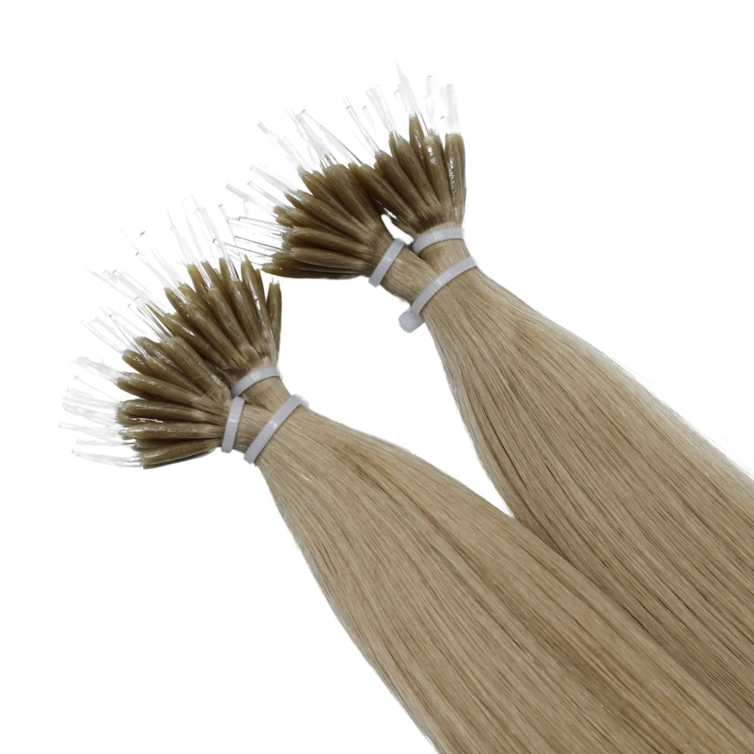 24" Nano Tip Light Mocha Human Hair Extensions - Sasha