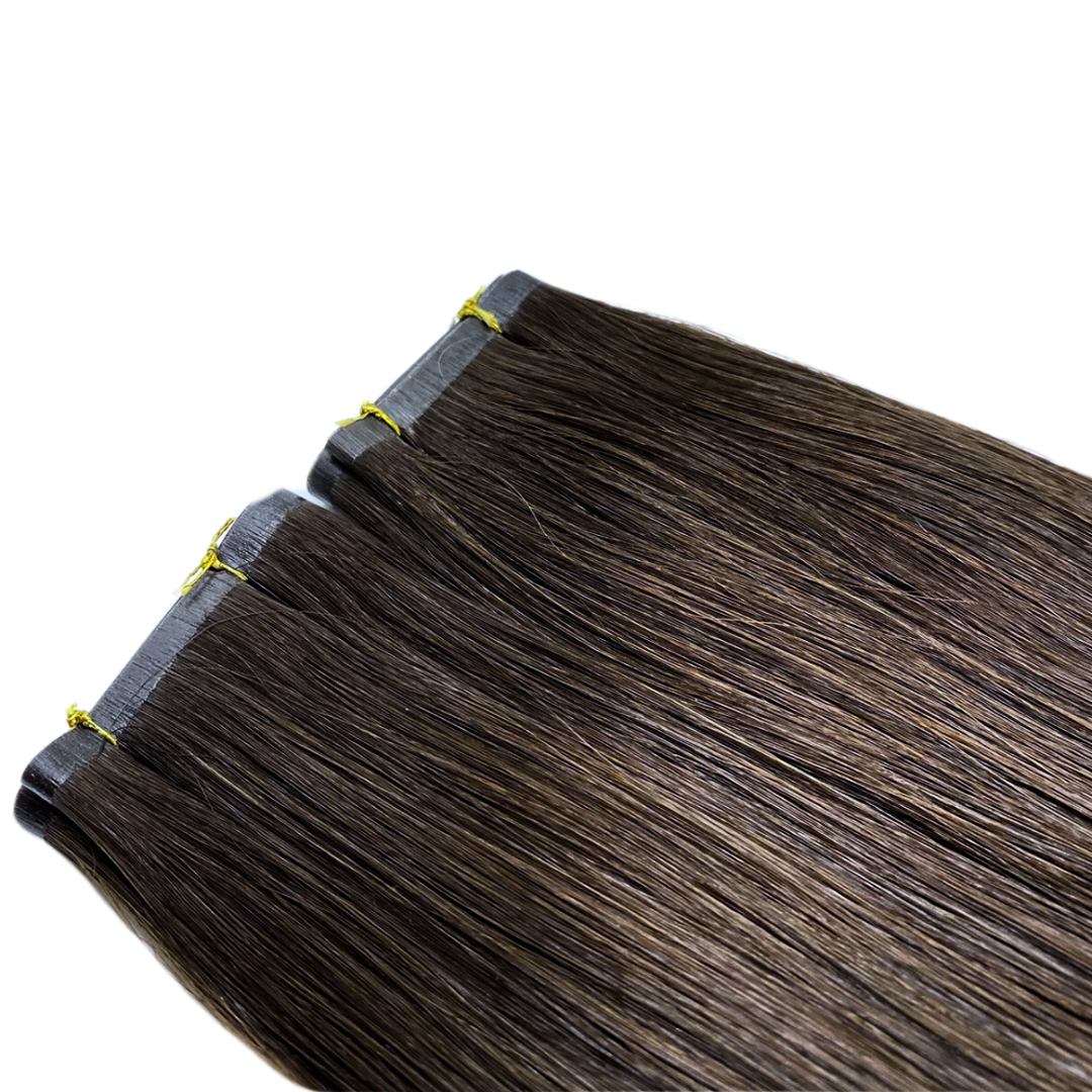 18" Tape Weft Espresso Human Hair Extensions - Bethany