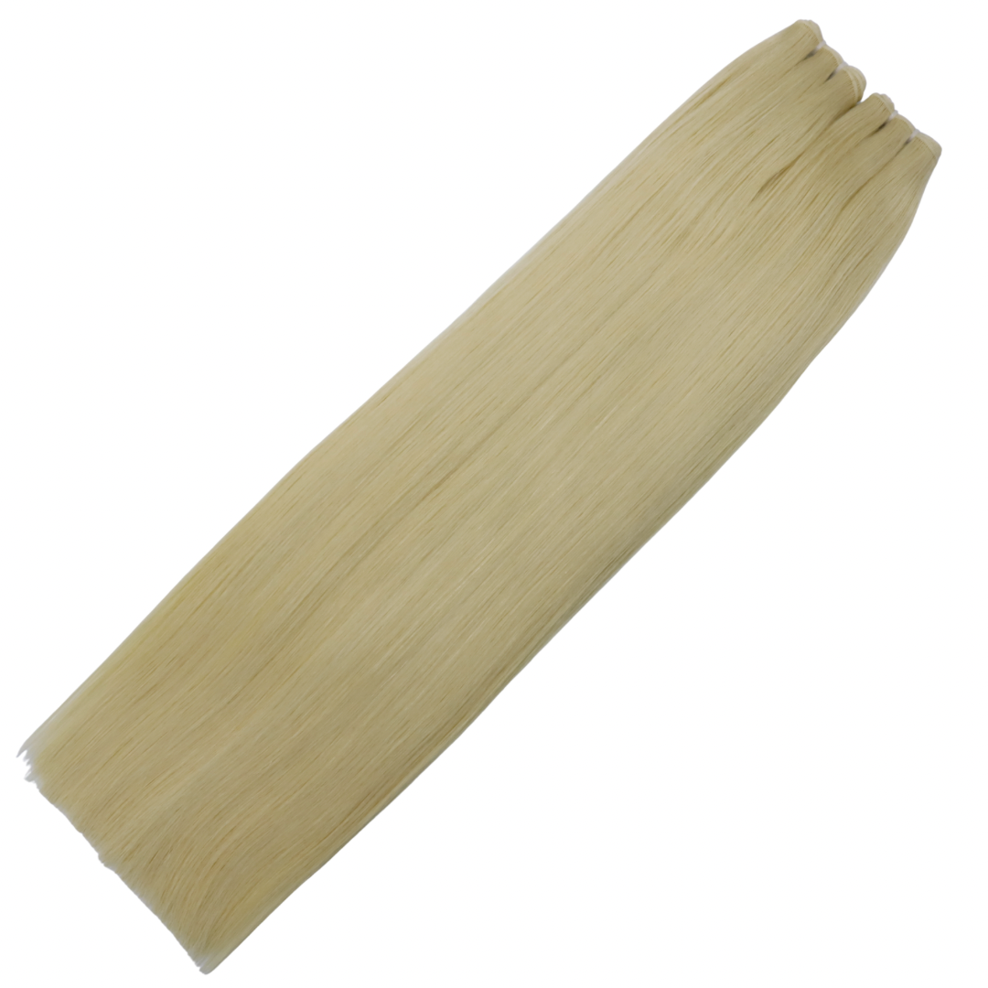 28" Genius Weft #60 Platinum Blonde Human Hair Extensions - Lillia