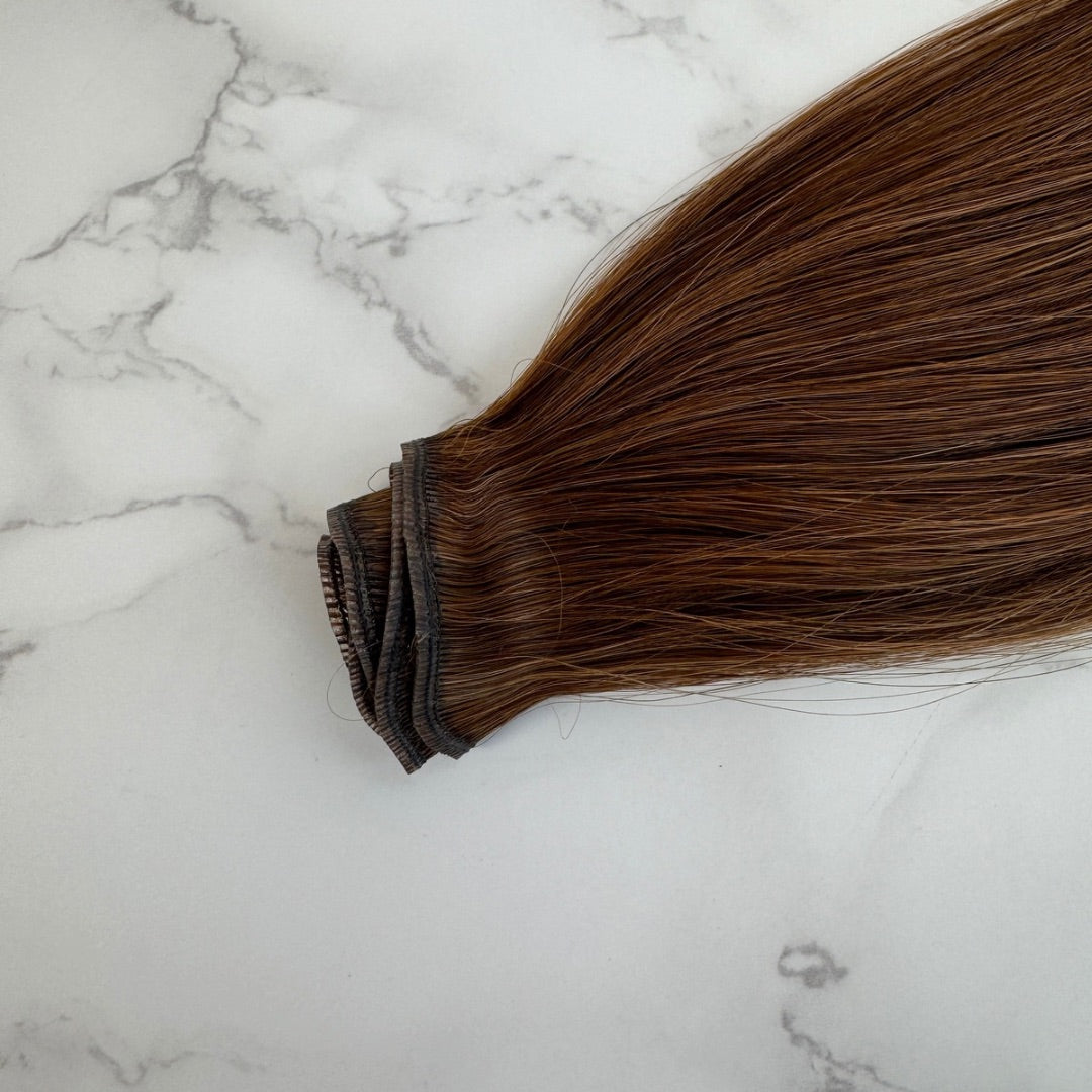 16" Genius Weft #1A Espresso Human Hair Extensions - Bethany