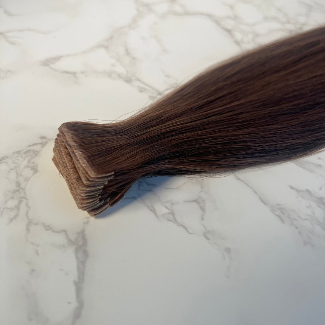 22" Invisible Tape #2 Chocolate Human Hair Extensions - Lauren