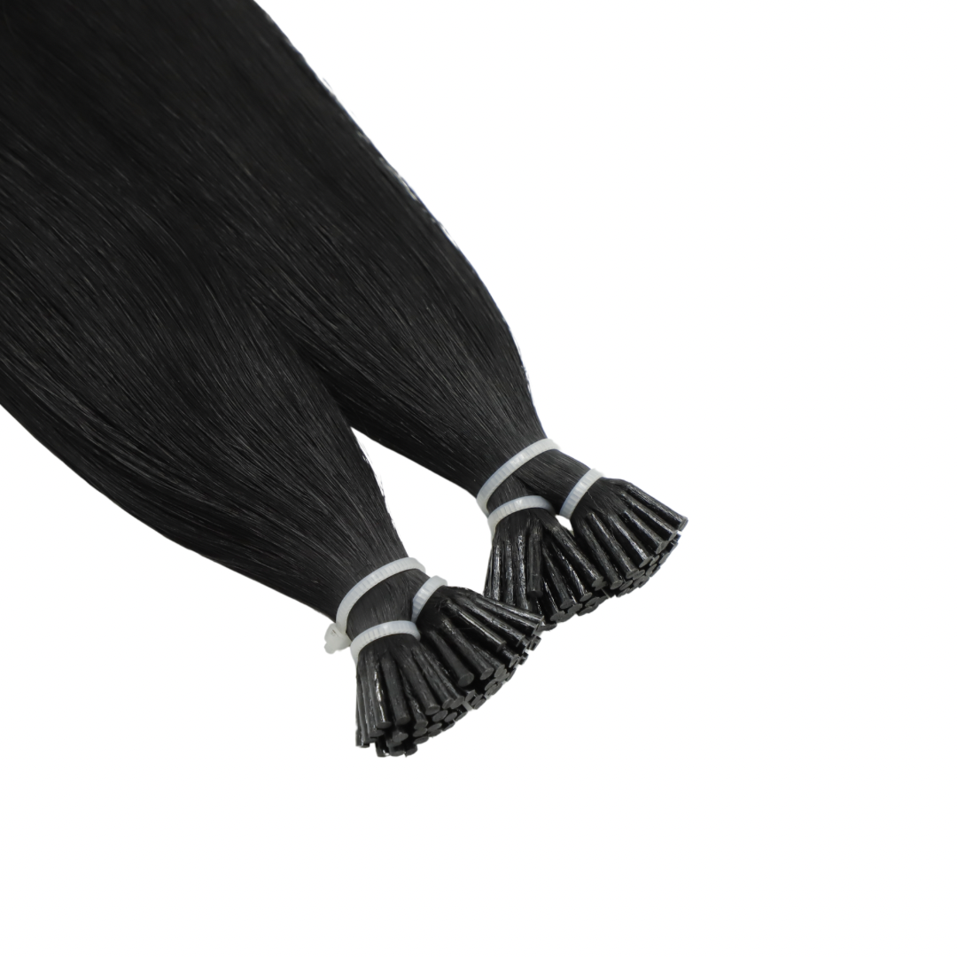 30" I Tip Jet Black Human Hair Extensions - Casey