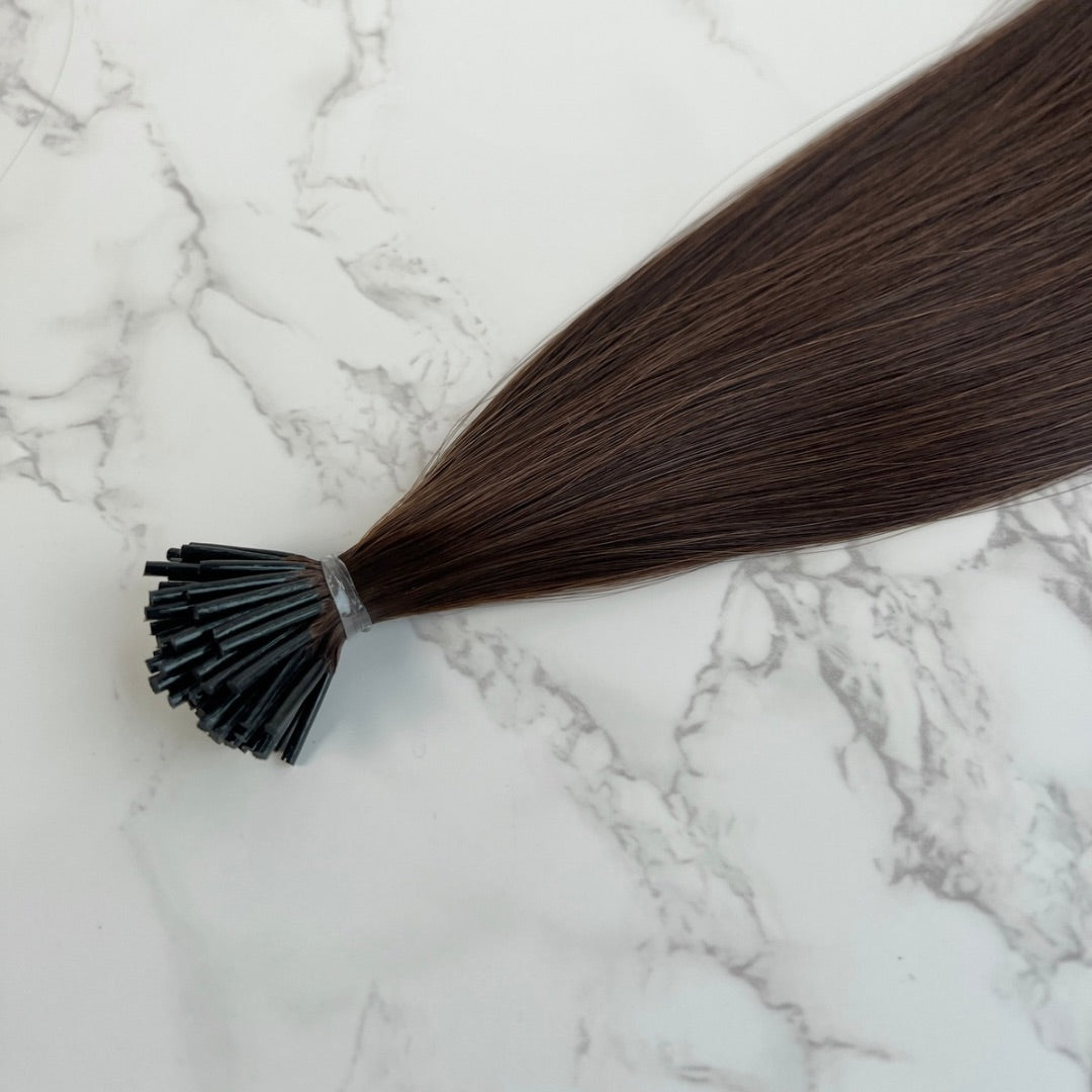 16" I Tip Cool Chocolate Human Hair Extensions - Paula