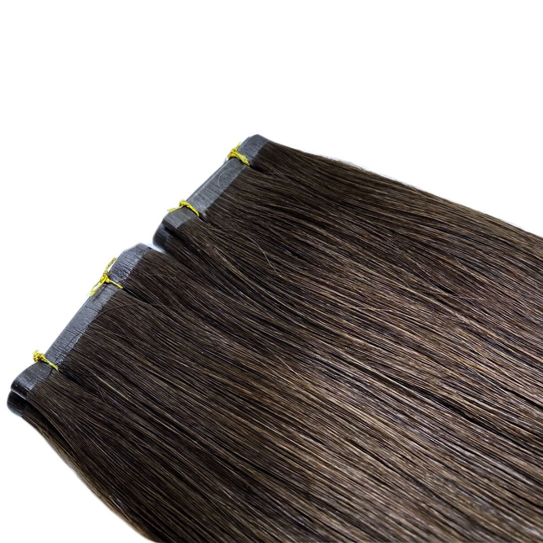 24" Tape Weft #1A Espresso Human Hair Extensions - Bethany