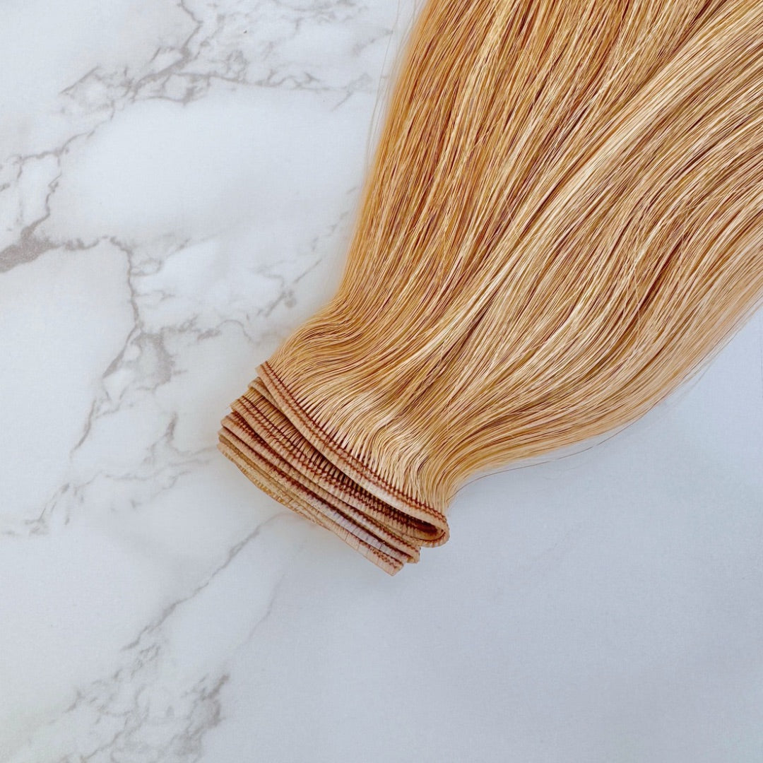 24" Genius Weft Auburn Human Hair Extensions - Blue