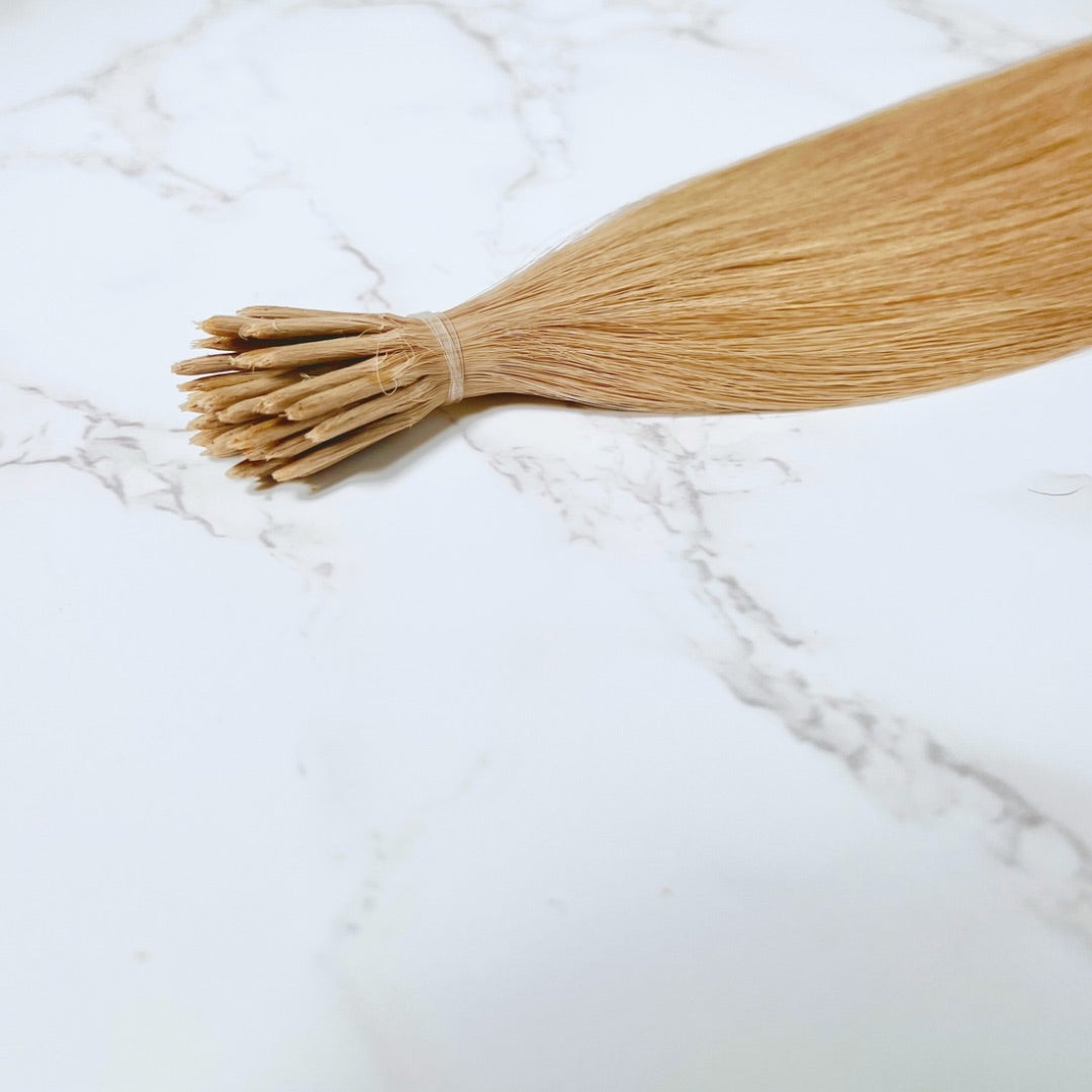 30" I Tip Auburn Human Hair Extensions - Blue