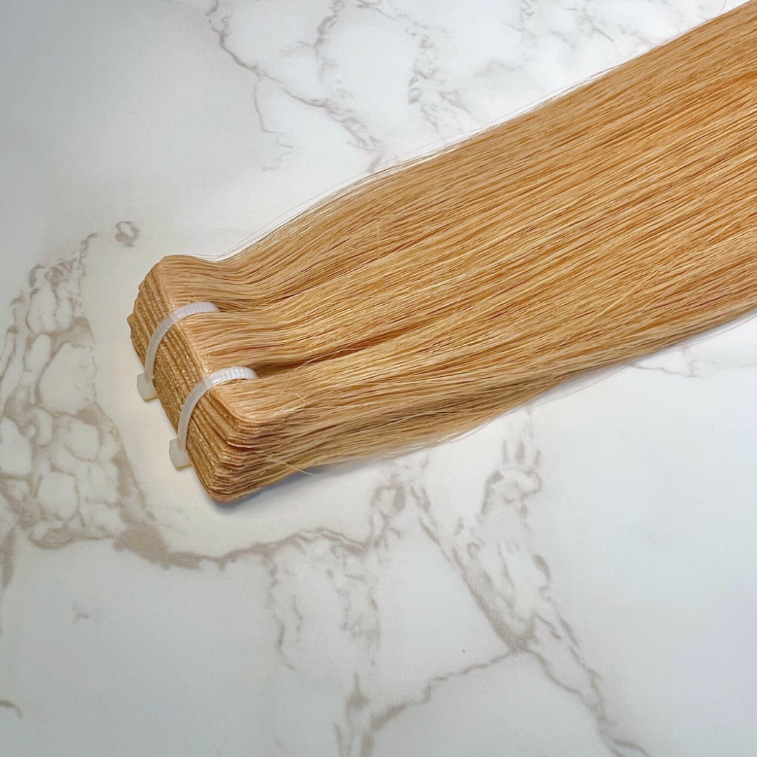 18" Invisible Tape Auburn Human Hair Extensions - Blue