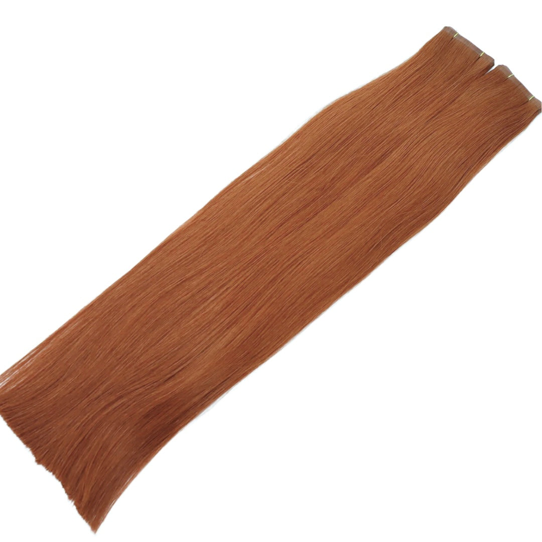 30" Tape Weft #34 Copper Human Hair Extensions - Polly