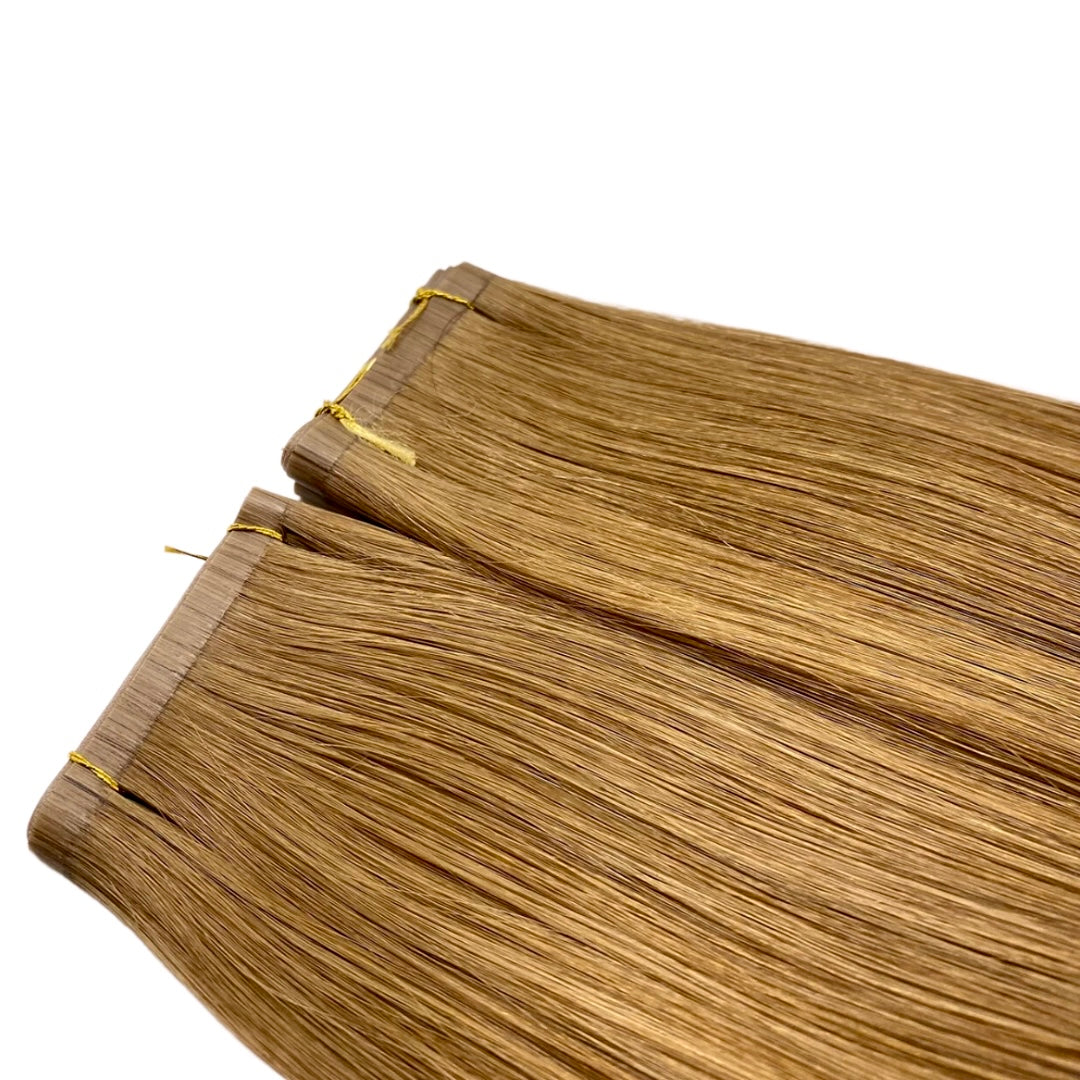 22" Tape Weft Light Caramel Human Hair Extensions - Luna