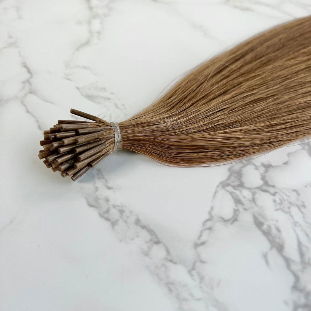 16" I Tip Medium Ash Brown Human Hair Extensions - Isla
