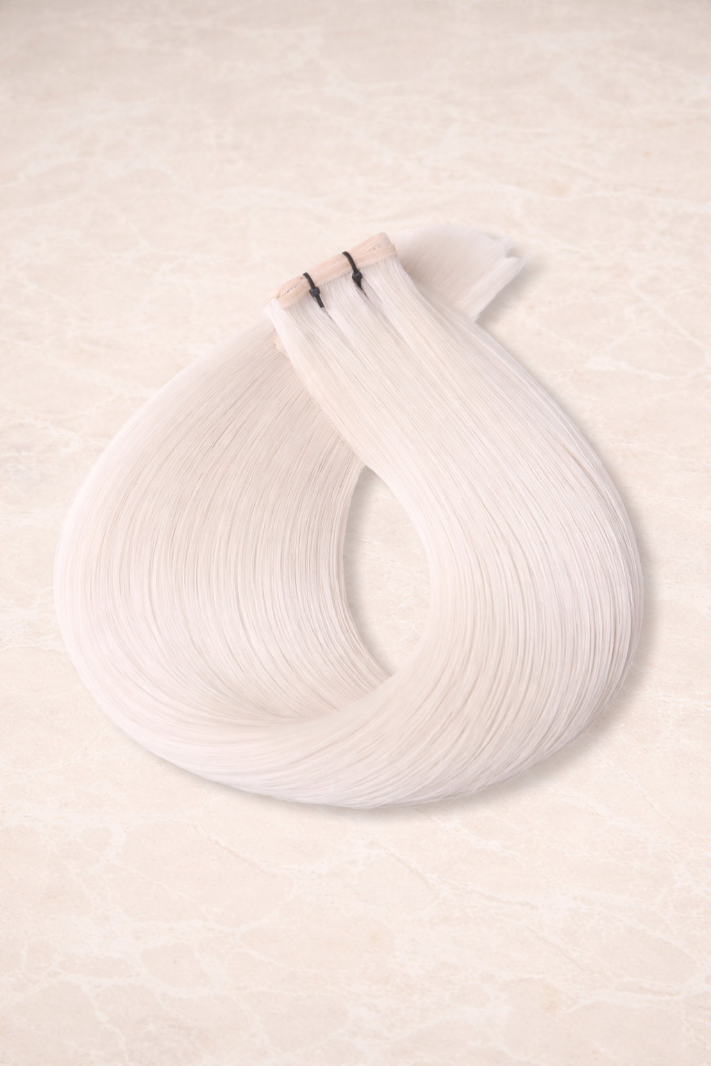 Flat Weft Human Hair Extensions. White Blonde #1004