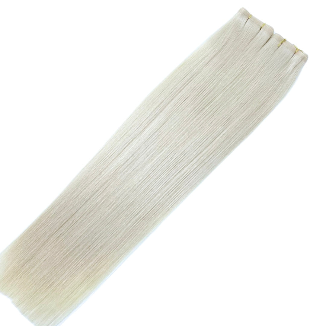 22" Tape Weft Silver Human Hair Extensions - Faye