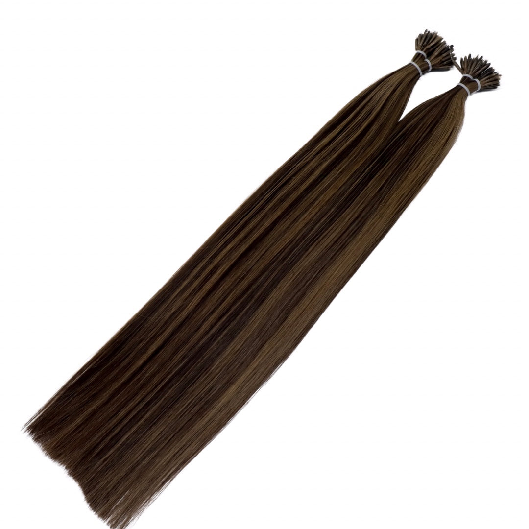 30" Nano Tip Caramel Chocolate Human Hair Extensions - Taylor