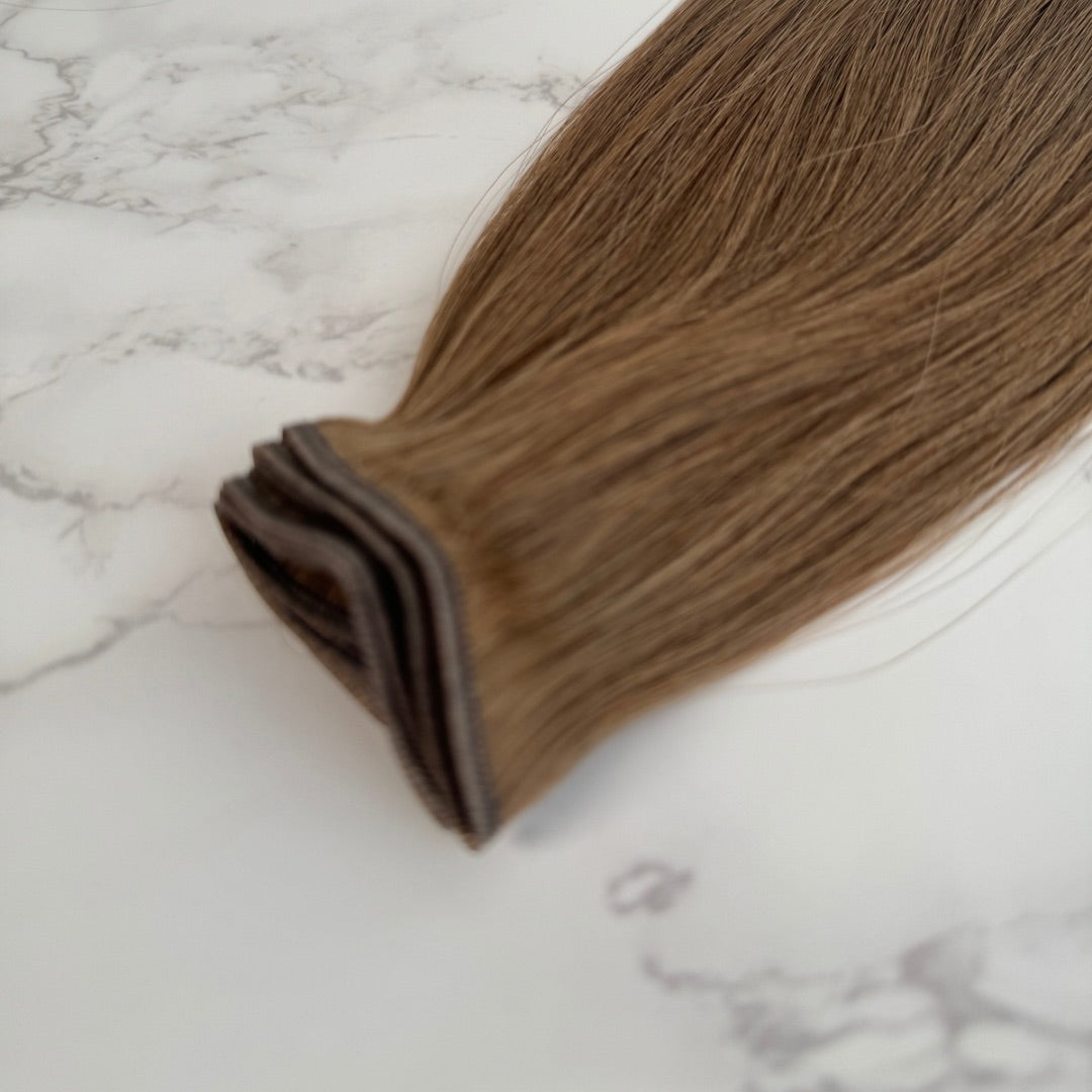 20" Genius Weft Light Ash Brown Human Hair Extensions - Amelia