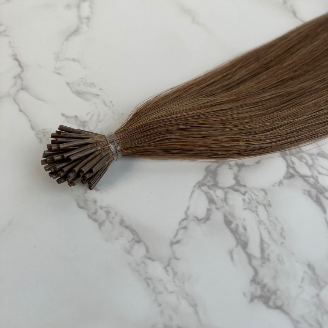 22" I Tip Light Ash Brown Human Hair Extensions - Amelia