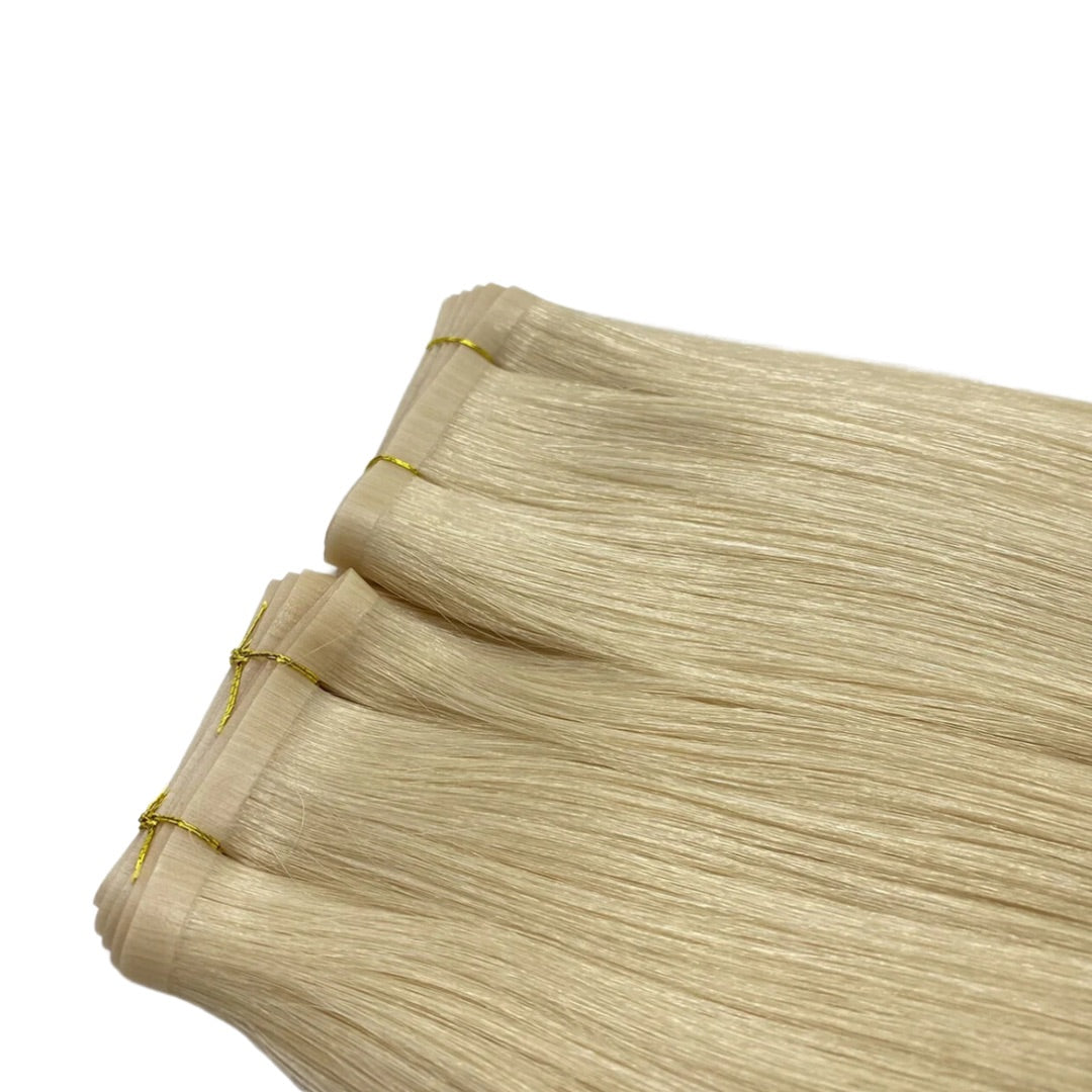 24" Tape Weft Champagne Blonde Human Hair Extensions - Lucy