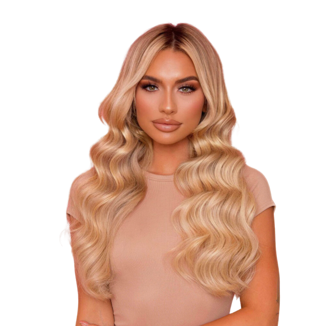 Invisible Tape Hair Extensions. Highlighted Blonde #613/22/27