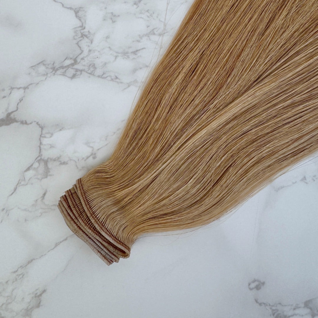 24" Genius Weft #5Q Light Mocha Human Hair Extensions - Sasha