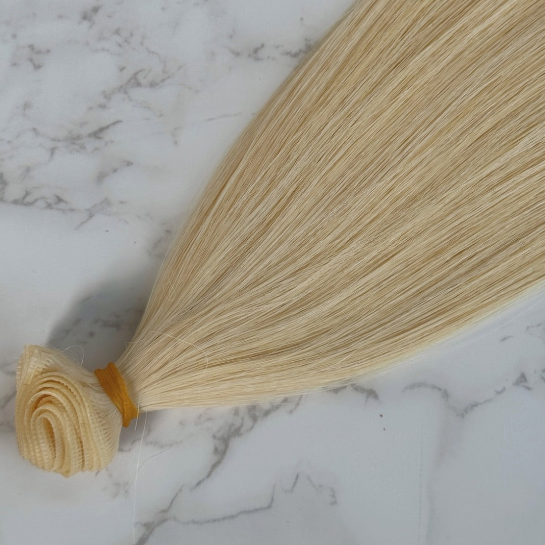 26" Genius Weft #60 Platinum Blonde Human Hair Extensions - Lillia