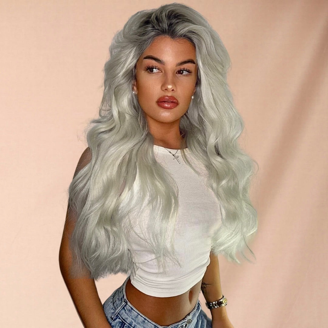 22" Genius Weft Dark Silver Human Hair Extensions - Jess