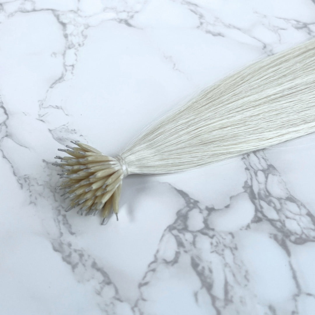 24" Nano Tip Light Silver Human Hair Extensions - Sophie