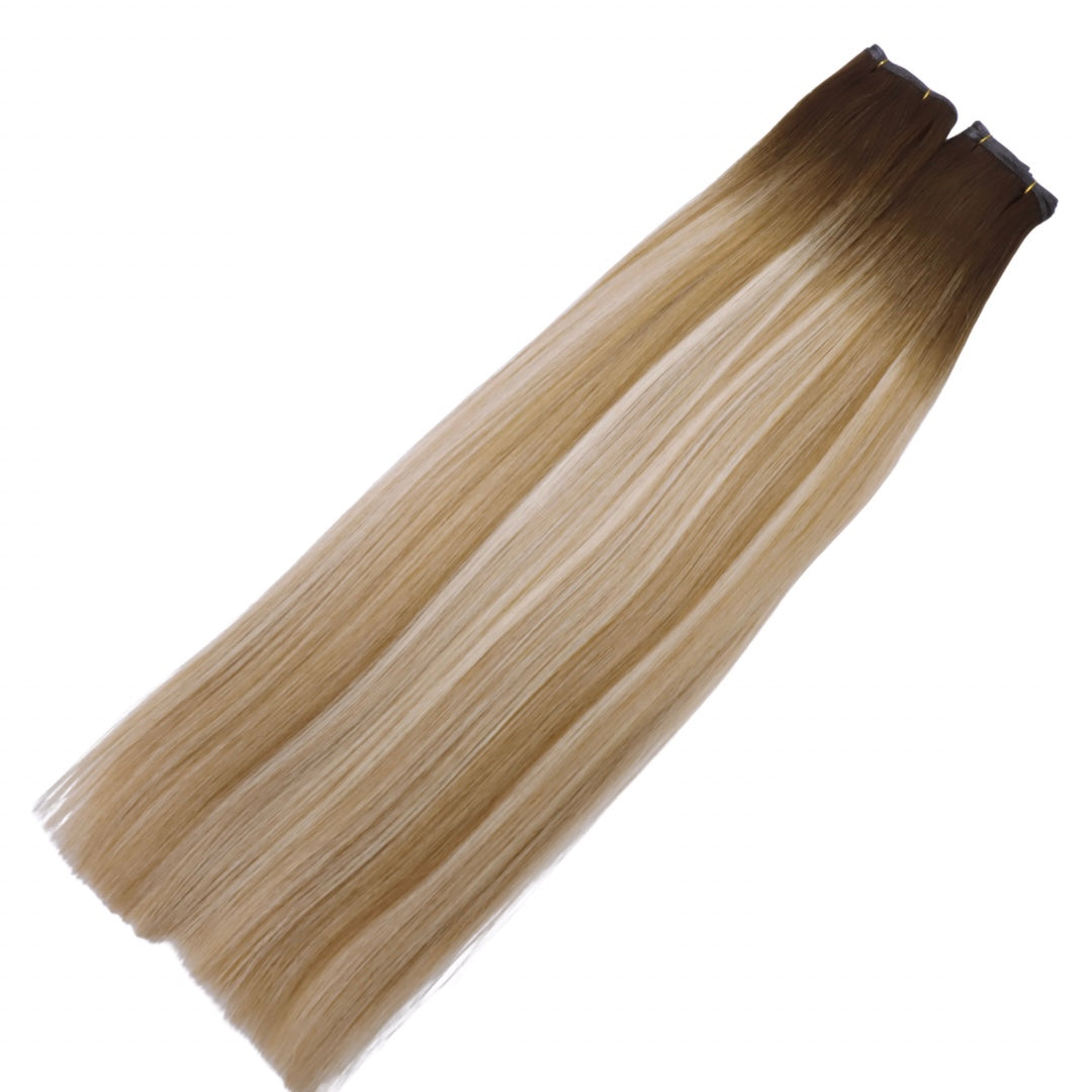 28" Genius Weft #T6.2 6.2/9C/PLA Bohemian Bronde Human Hair Extensions - Bianca