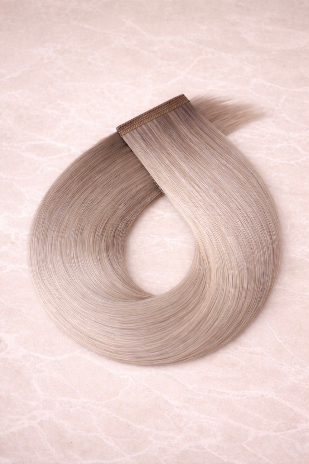 Flat Weft Human Hair Extensions. Mid Mushroom Blonde
