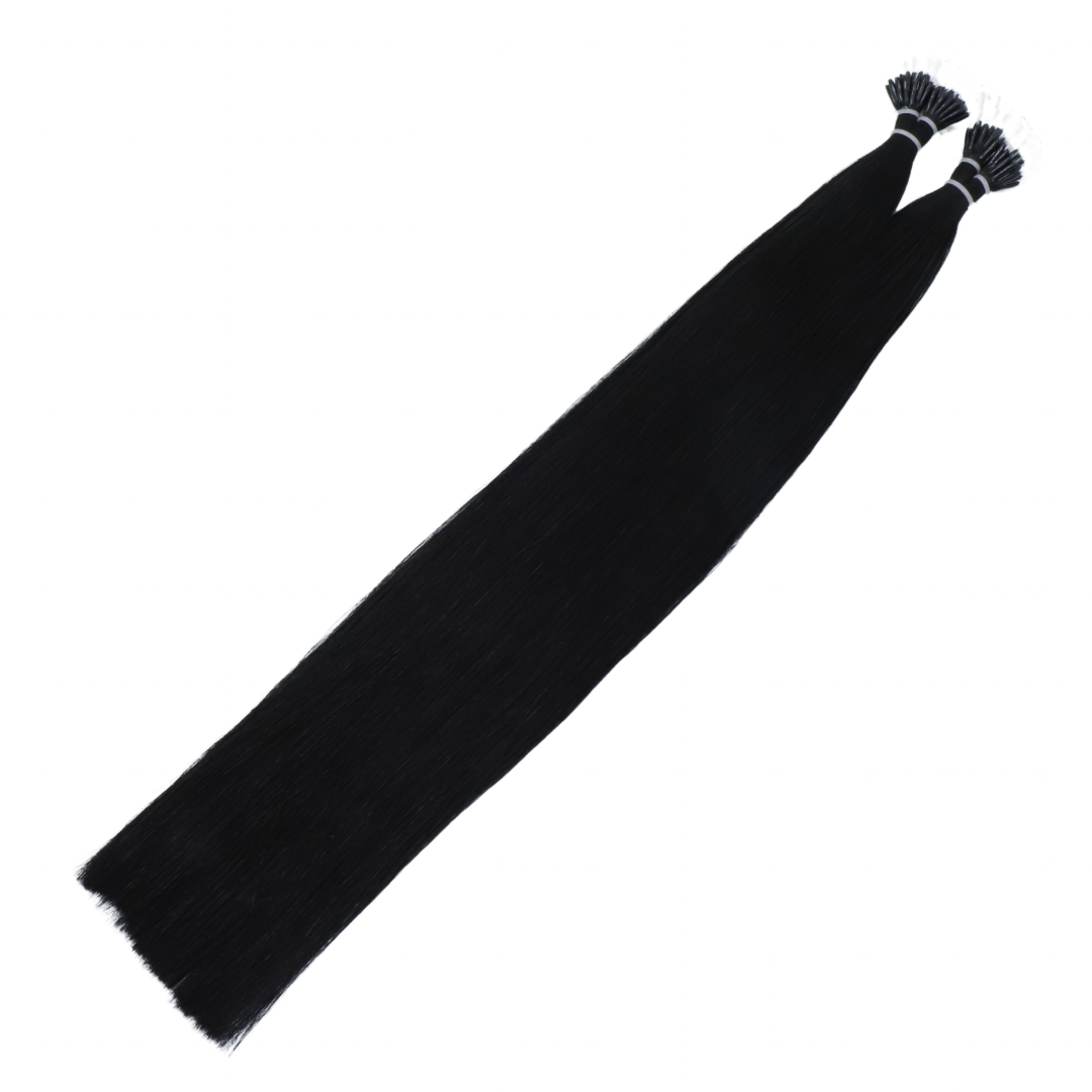 30" Nano Tip #1 Jet Black Human Hair Extensions - Casey