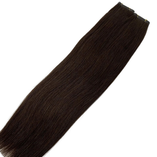 18" Tape Weft Espresso Human Hair Extensions - Bethany