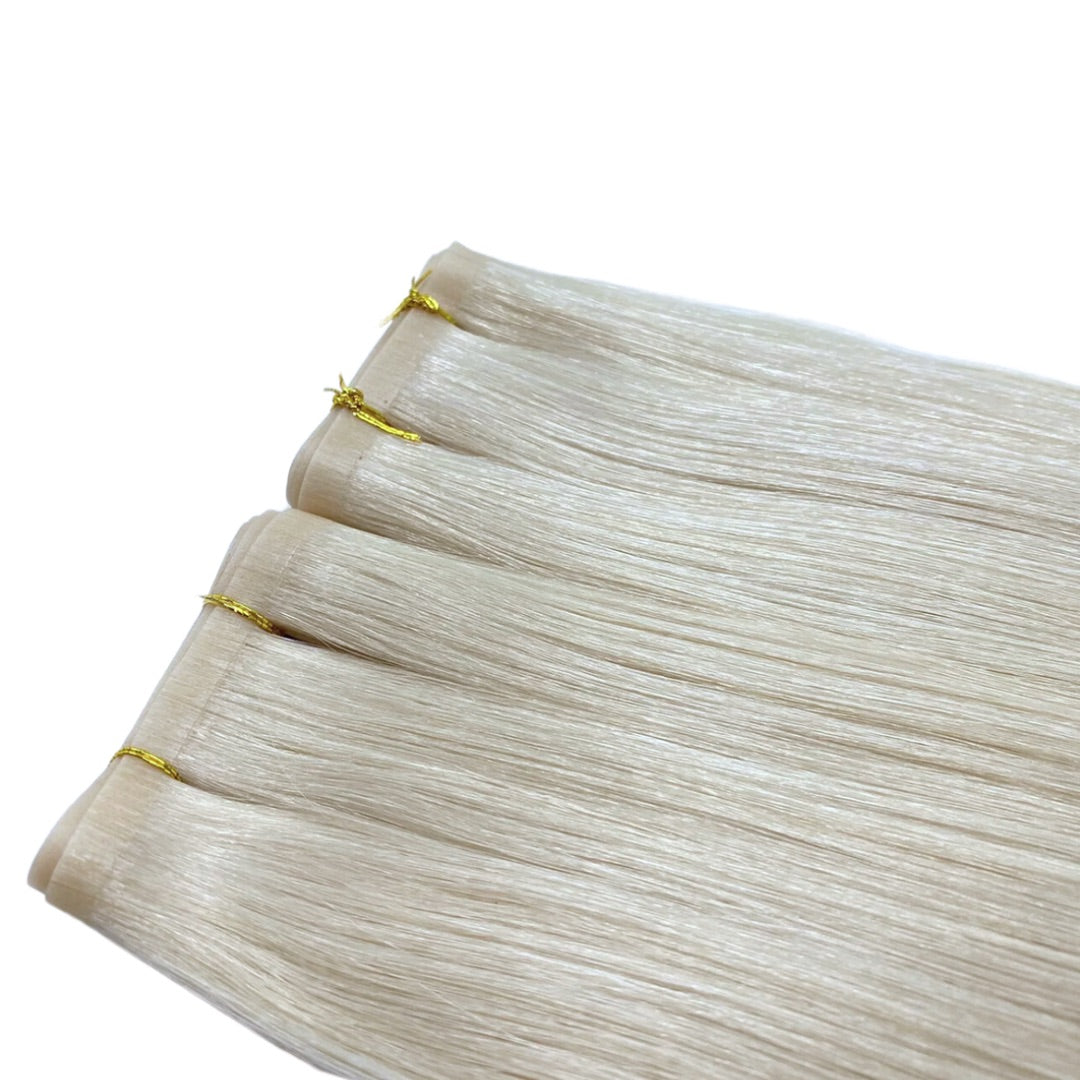 24" Tape Weft Silver Human Hair Extensions - Faye