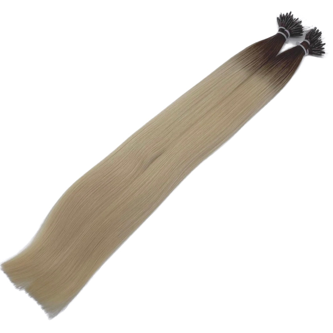 30" Nano Tip Rooted Champagne Human Hair Extensions - Miley