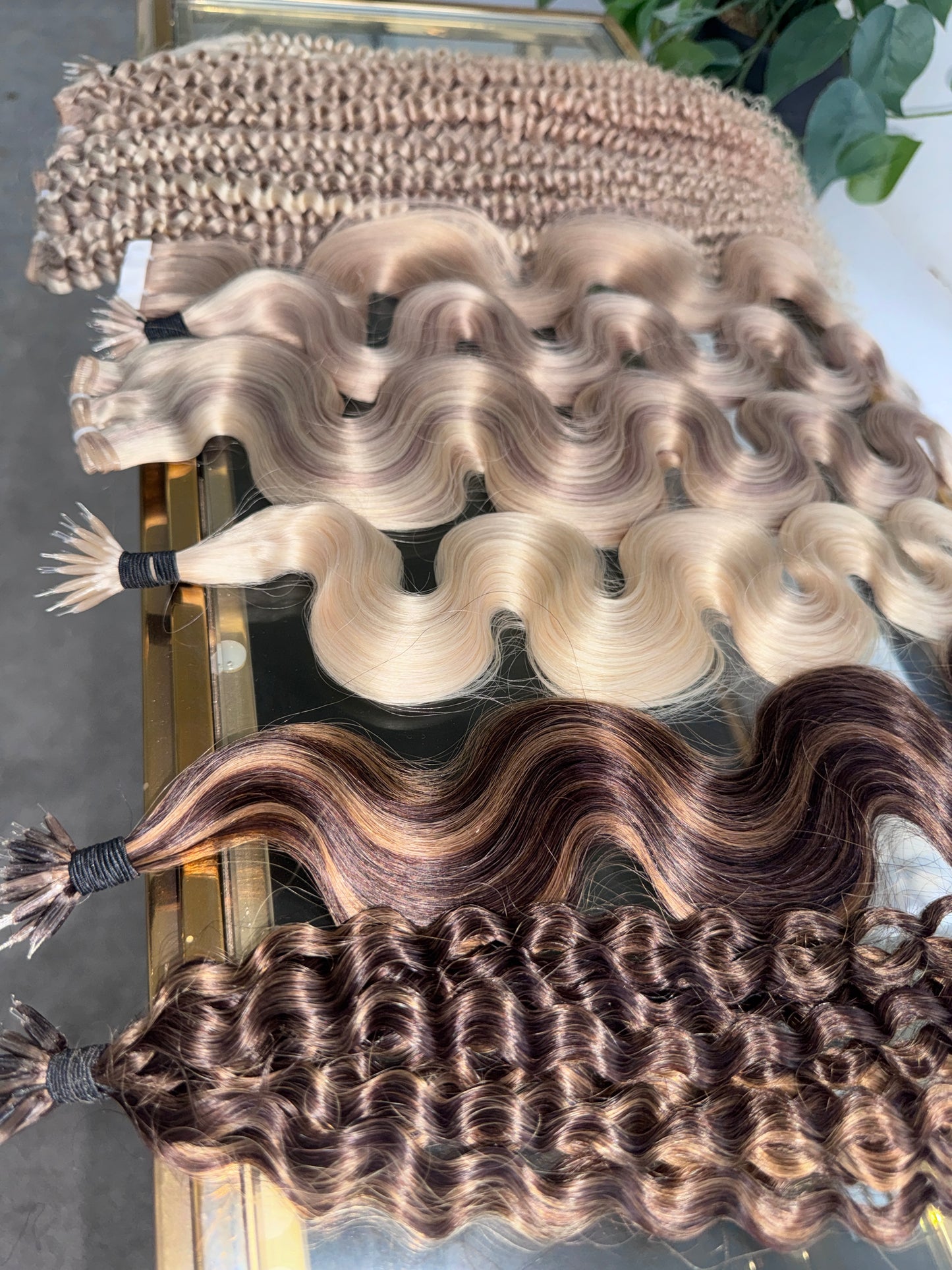 Curly | Wavy Human Hair Extensions. Mid Ash Brown