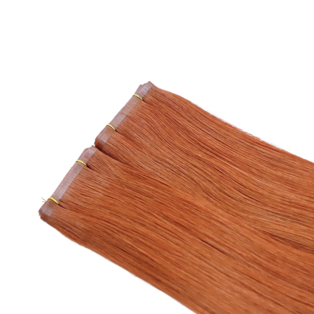 30" Tape Weft #34 Copper Human Hair Extensions - Polly
