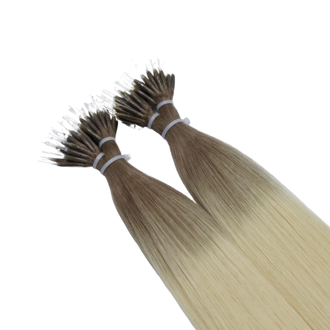 20" Nano Tip Rooted Platinum Human Hair Extensions - Dolly