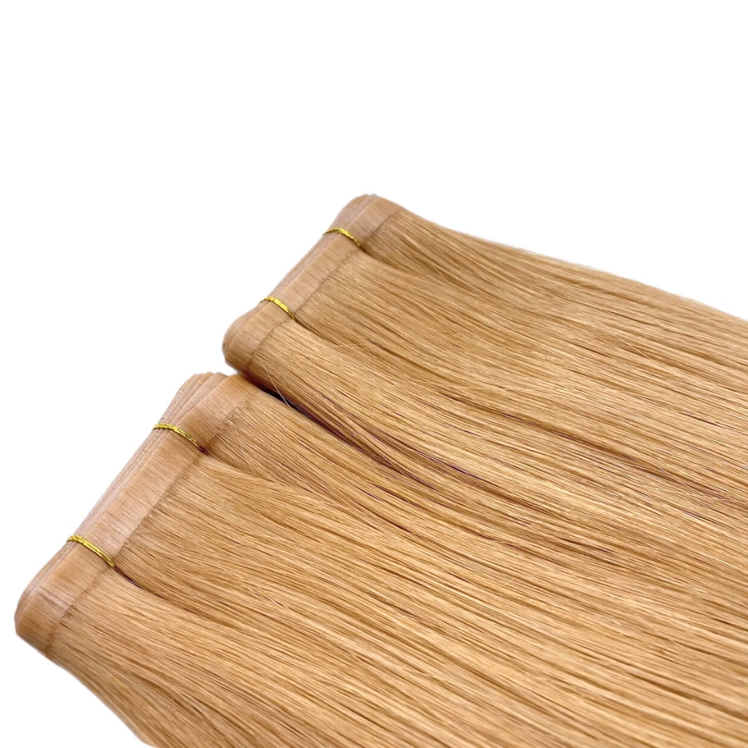 18" Tape Weft Strawberry Blonde Human Hair Extensions - Olivia