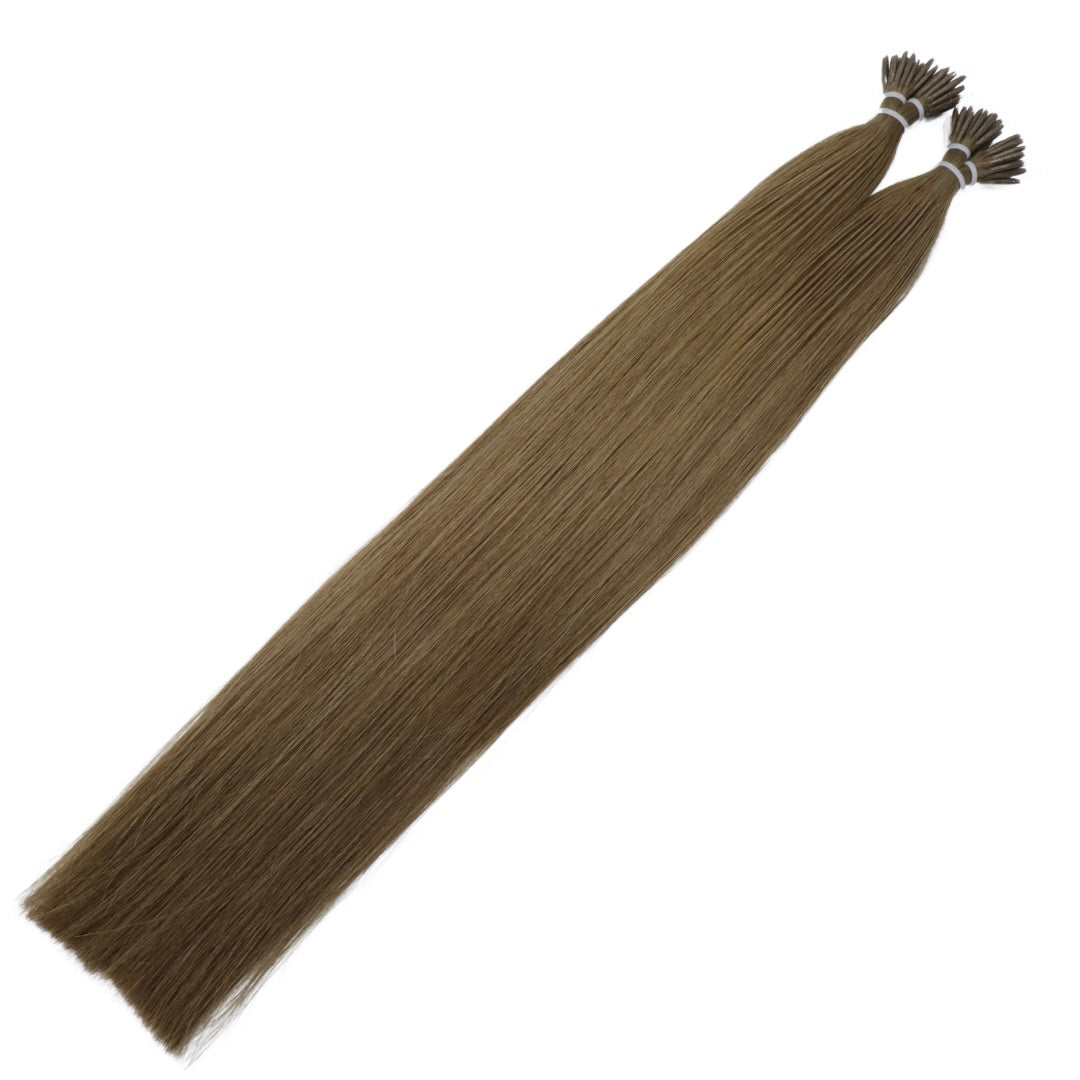22" Nano Tip Light Ash Brown Human Hair Extensions - Amelia