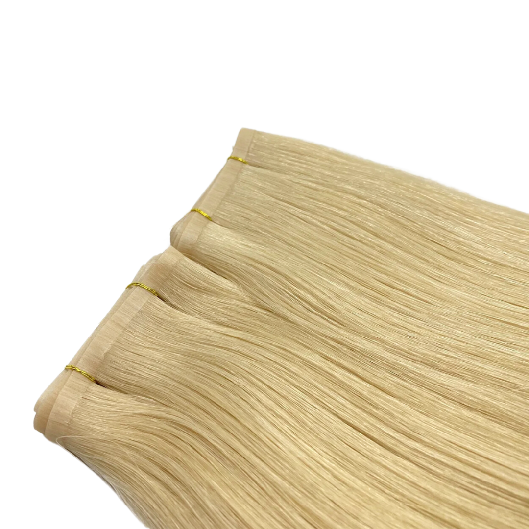 24" Tape Weft Golden Blonde Human Hair Extensions - Keisha