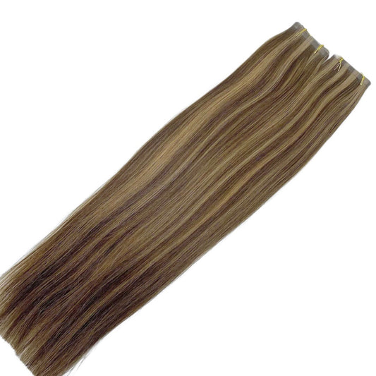 24" Tape Weft Mocha Melt Human Hair Extensions - Kylie