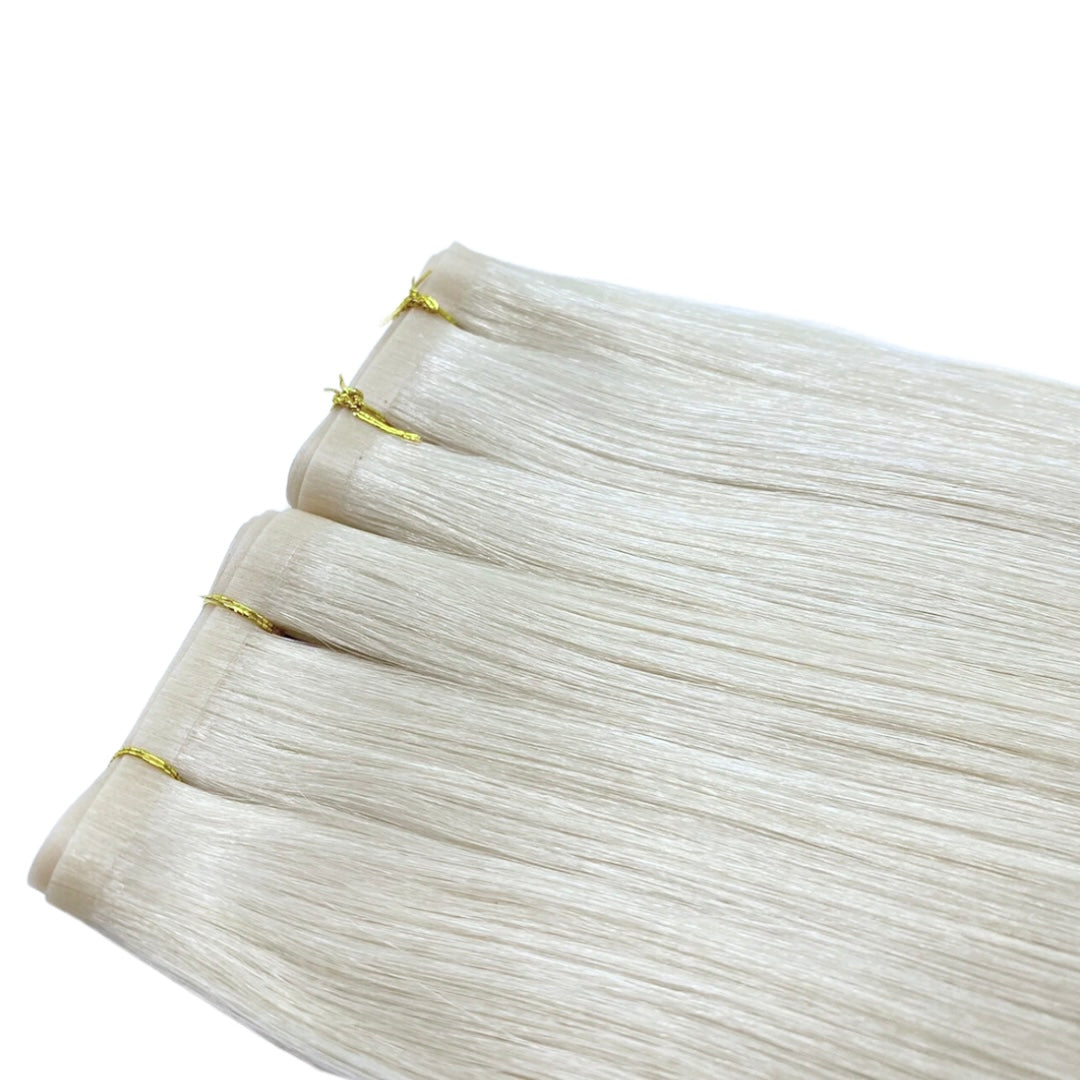 22" Tape Weft Silver Human Hair Extensions - Faye
