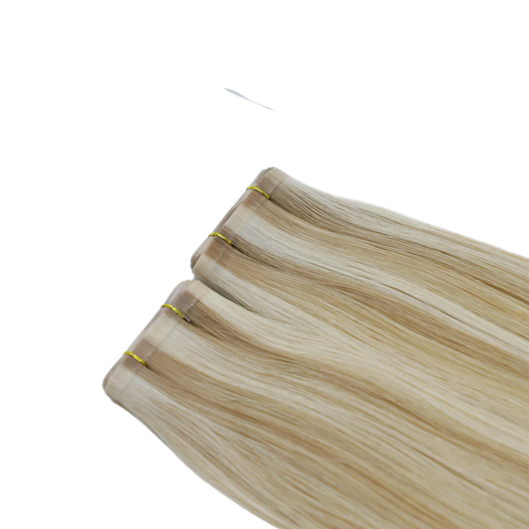 20" Tape Weft Highlighted Blonde Human Hair Extensions - Mariah