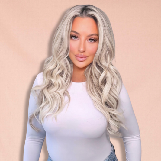 16" Tape Weft Dark Silver Human Hair Extensions - Jess