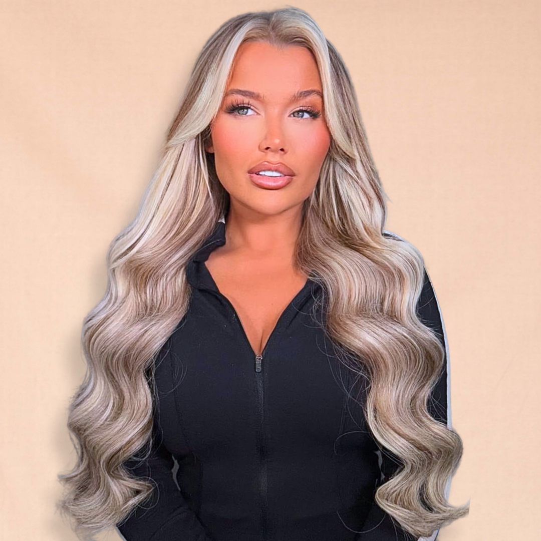 24" Tape Weft Mixed Pearl Human Hair Extensions - Halle