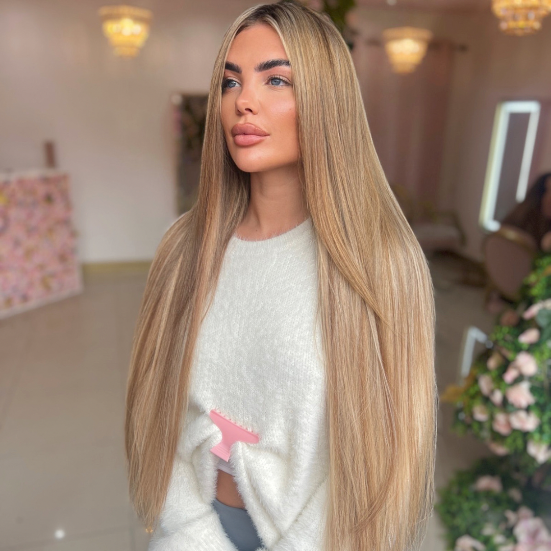 Human Hair Extensions. Sunkissed Bronde #12C/6C