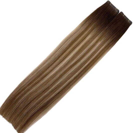 18" Tape Weft Highlighted Bronde Human Hair Extensions - Stefani
