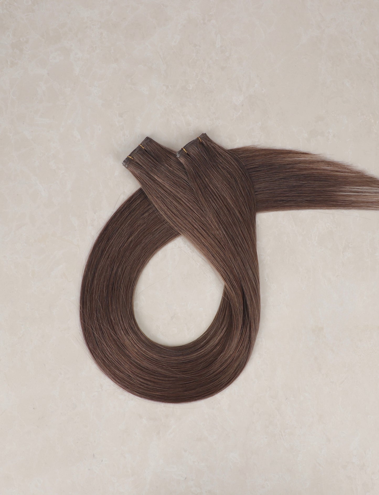 22" Genius Weft Human Hair Extensions. Medium Ash Brown #8