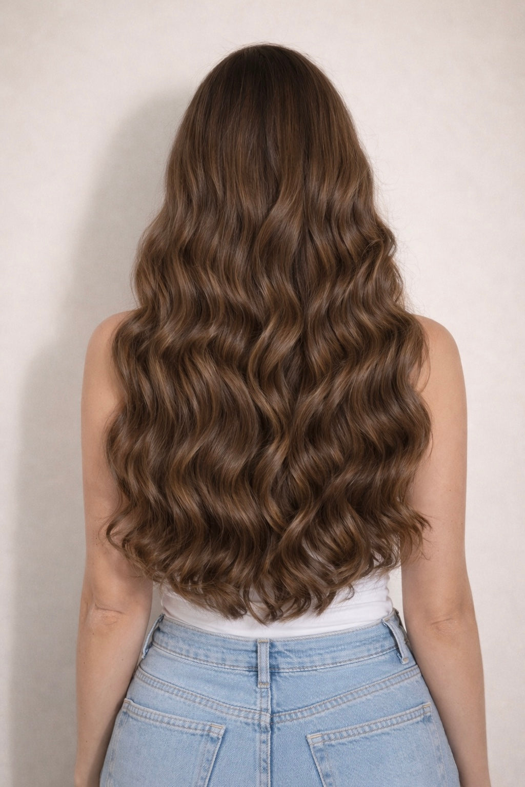16" Nano Tip Human Hair Extensions. Medium Ash Brown #8