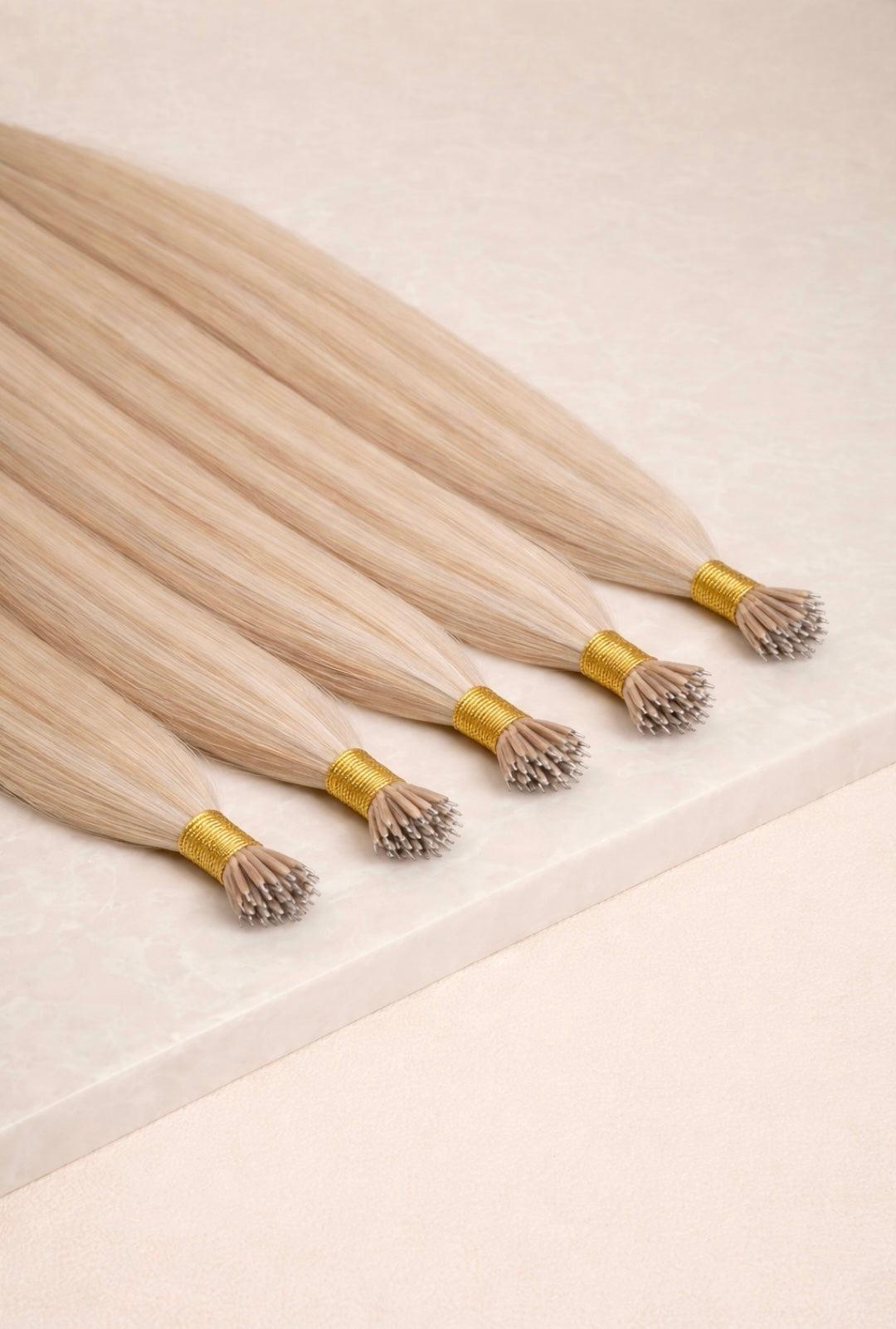 28" Nano Tip Human Hair Extensions. Scandi Blonde #P1010/DB3