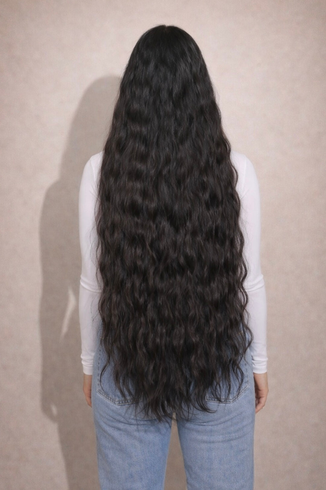 16" Genius Weft Human Hair Extensions. Natural Black #1B